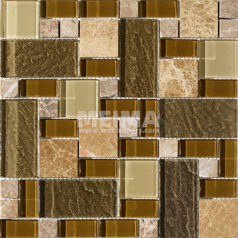 Gold glass mirror tile backsplash bathroom mirrored mosaic